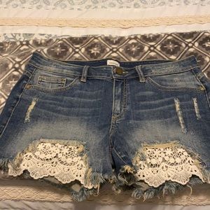 Cute denim with crochet trim shorts